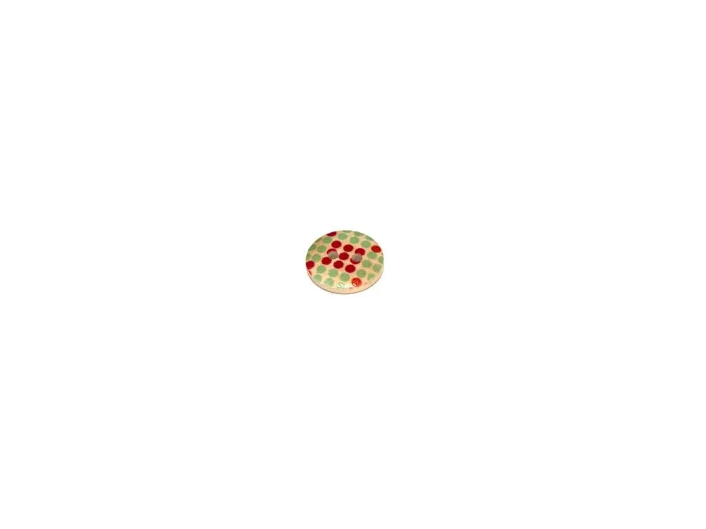 Beige Red Turquoise Geometric Printed 2 Hole Wooden Buttons
