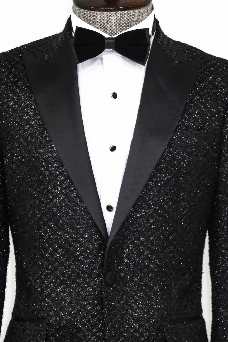 Black Gingham Pattern Sparkle Prom Blazer