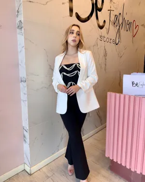 Blazer abierta manga corrugada