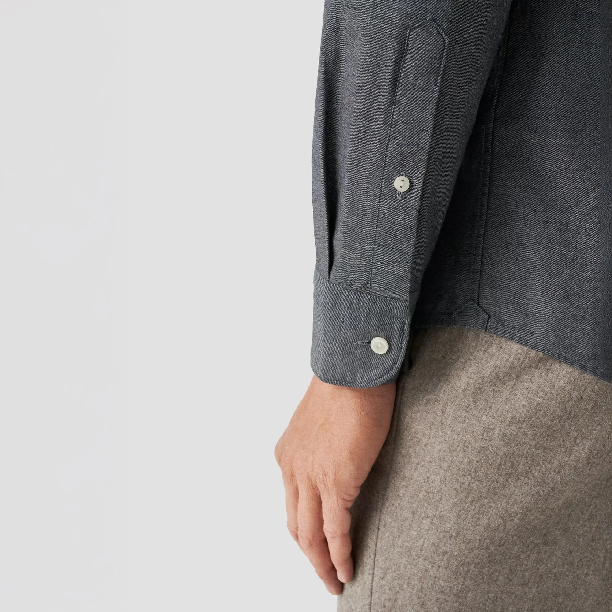 Dark Blue Solid Recycled Cotton Slim Fit Casual Shirt - ETON