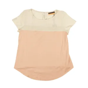 Davide Cenci Mixed Media Short Sleeve T-Shirt - Beige/Blush