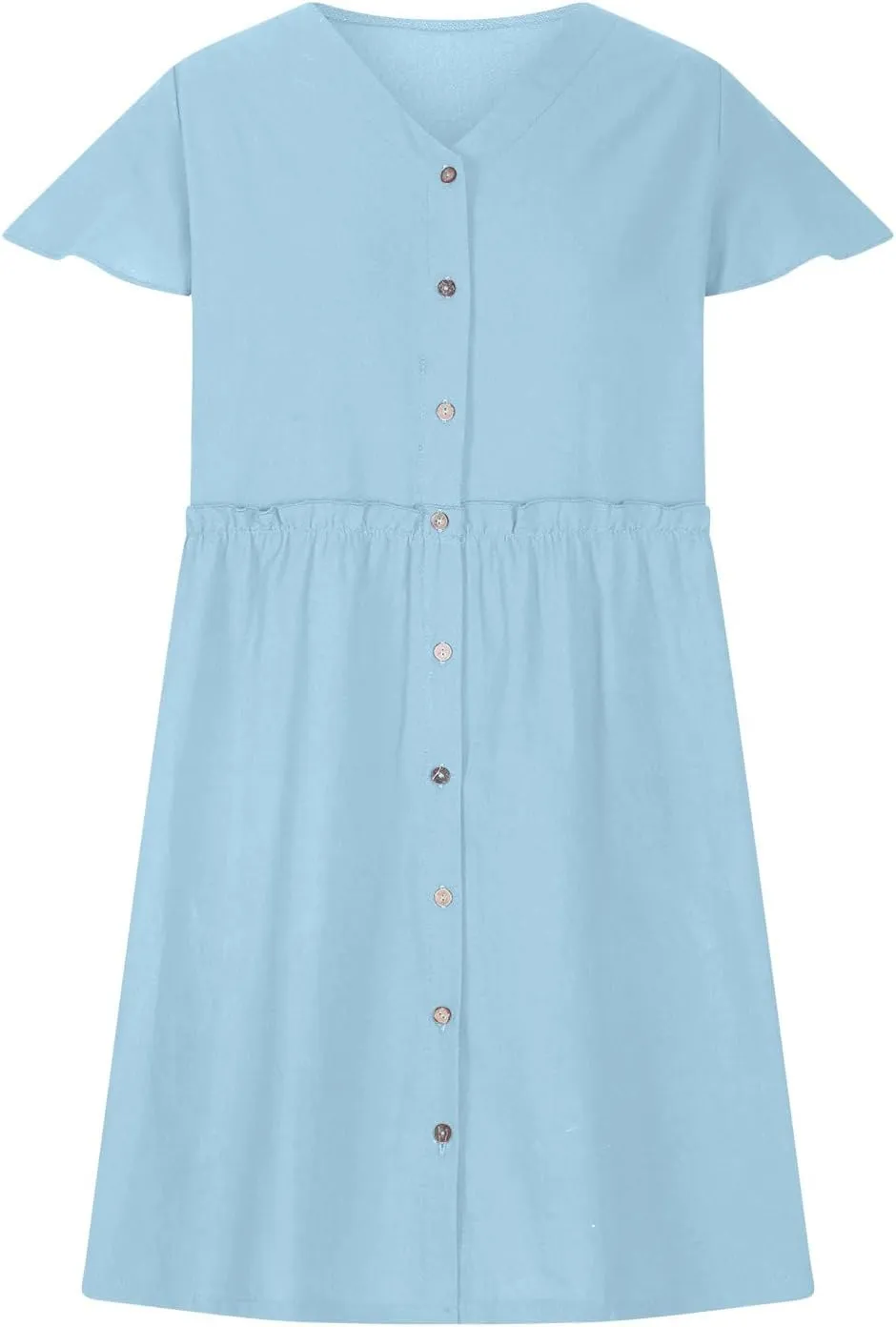 Finelylove Spring Summer Dresses Casual Button Down Shirt Dress Loose A Line Flowy Ruffle Shift Mini Dresses Beach Vacation