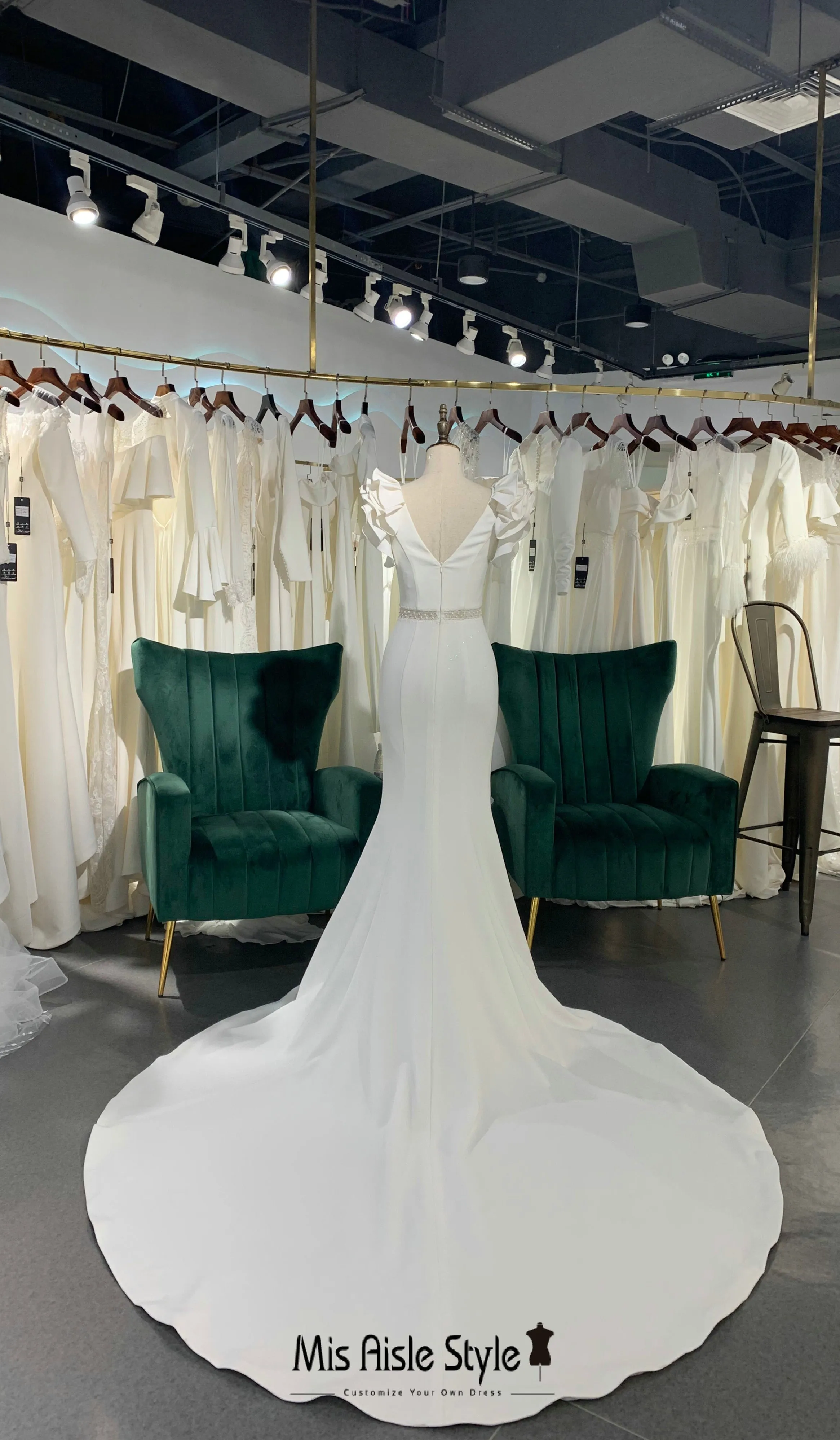 Fit and Flare Ruffle Sleeve Wedding Dress