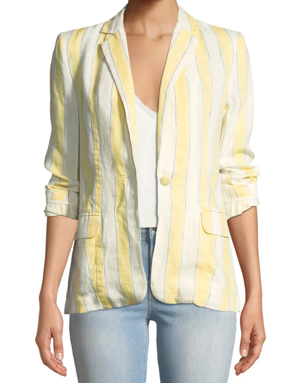 FRAME Linen Striped Blazer