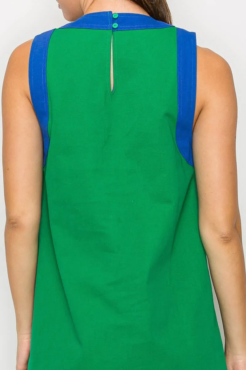 Green & Blue Retro Mod Look Mini dress