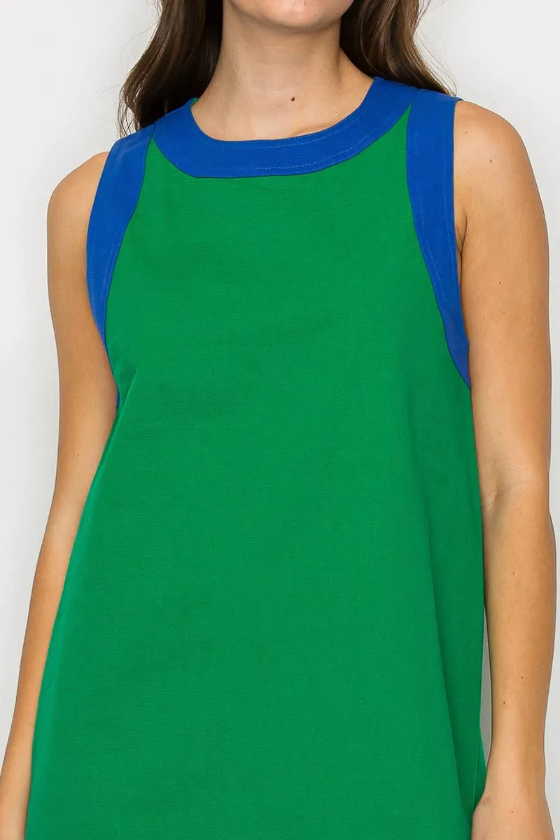 Green & Blue Retro Mod Look Mini dress