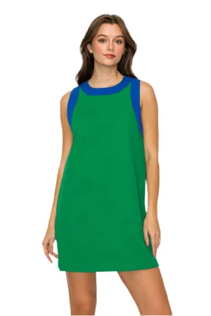 Green & Blue Retro Mod Look Mini dress