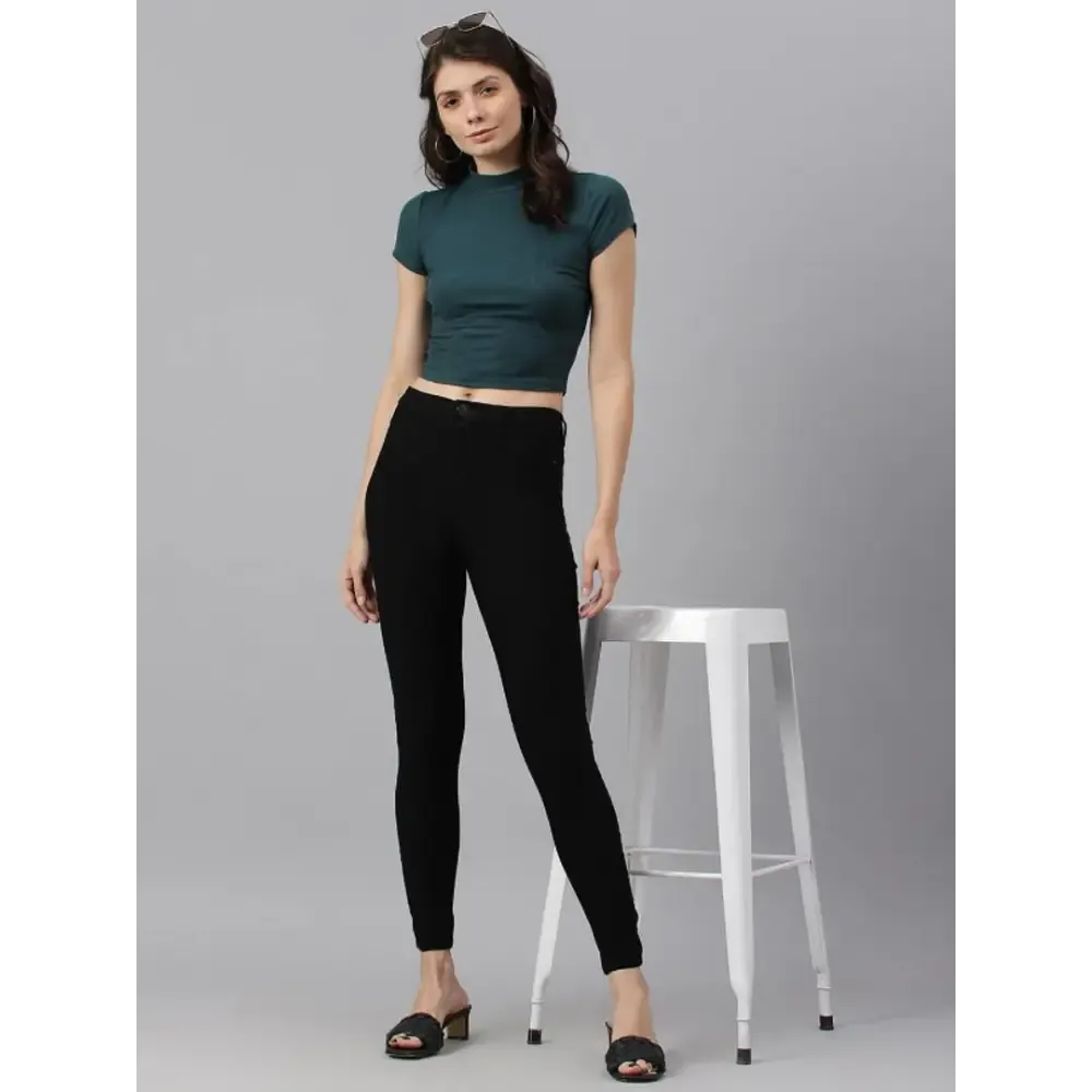 Guti Womens High RIse Ankle Length Skinny Black Jeans