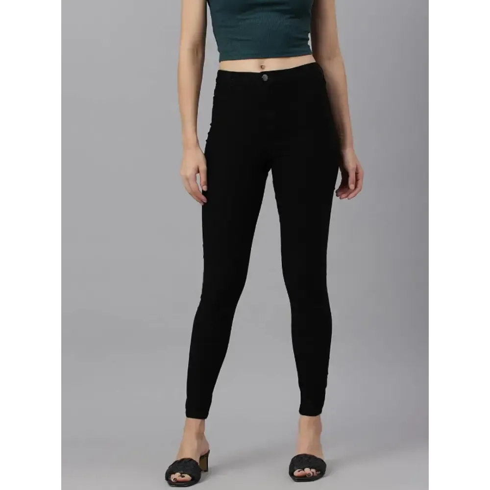 Guti Womens High RIse Ankle Length Skinny Black Jeans