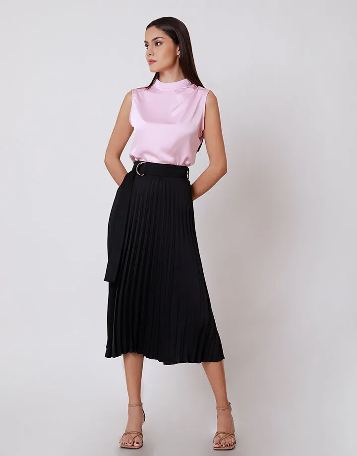 High Neck Sleeveless Satin Top