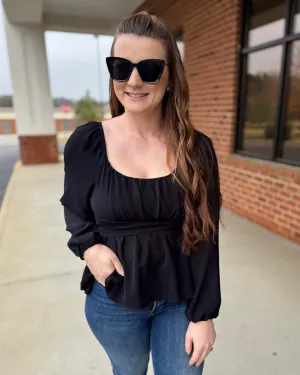 Holly Scoop Neck Blouse in Black FINAL SALE