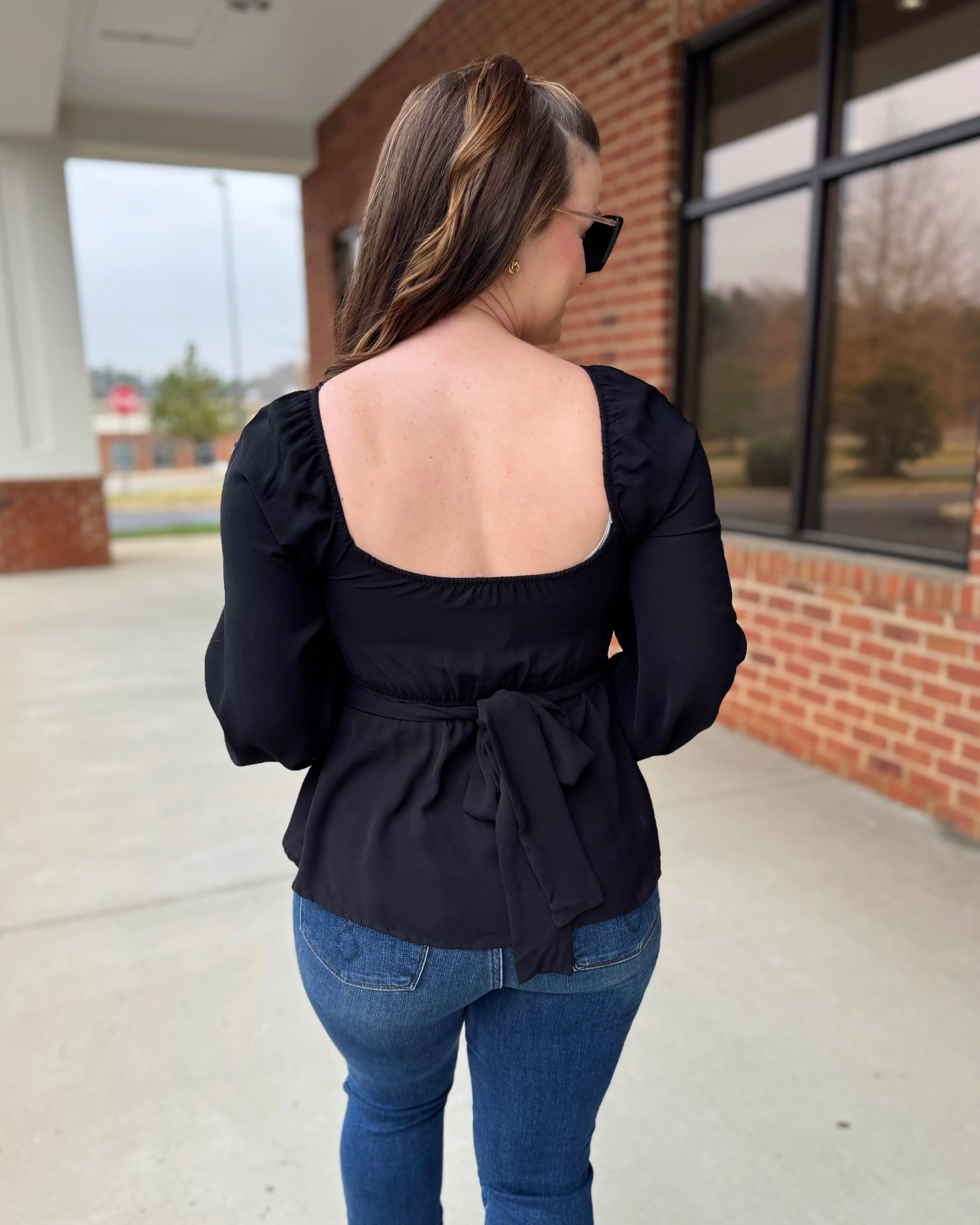 Holly Scoop Neck Blouse in Black FINAL SALE