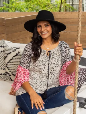 I'm Wild For You Mixed Cheetah 3/4 Sleeve Blouse