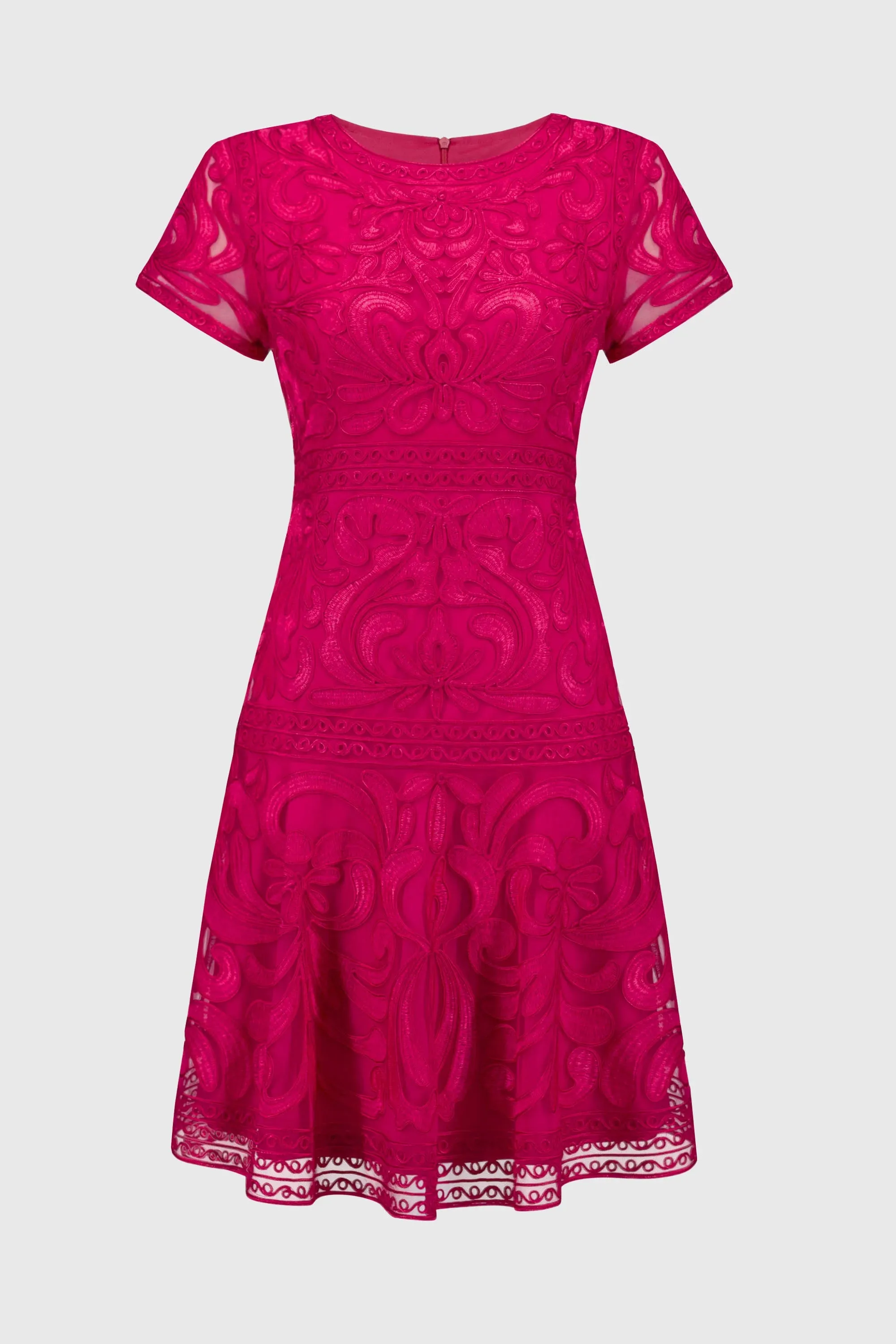 Joseph Ribkoff Geranium Signature | Embroidered Mesh Fit and Flare Dress