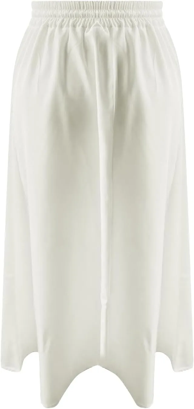Knee Length Midi Skirts for Women Casual Elastic Waist Travel Skorts Summer Comfy Drawstring Maxi Skorts with Pockets