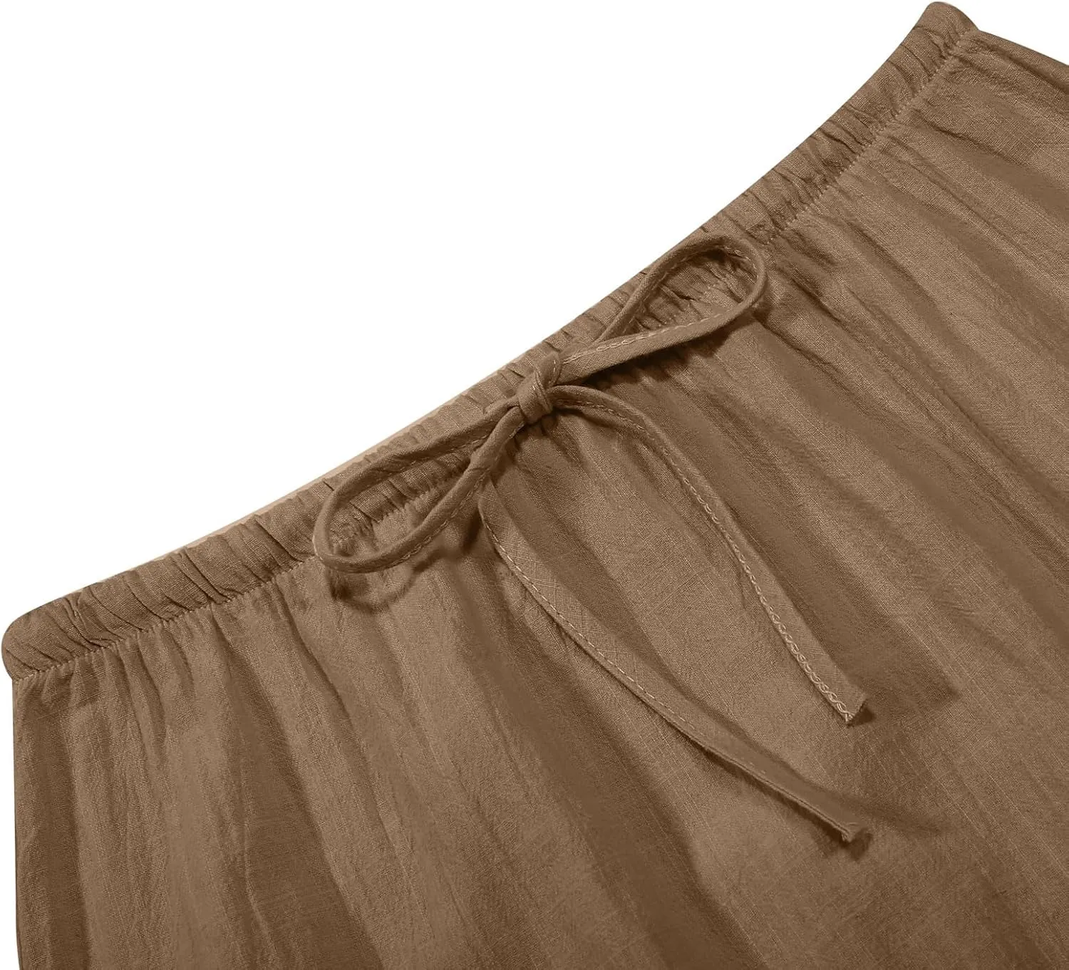 Linen Maxi Skirts for Women 2025 Summer Comfort Casual Work Maxi Skort Elastic Drawstring Business Long Midi Skorts