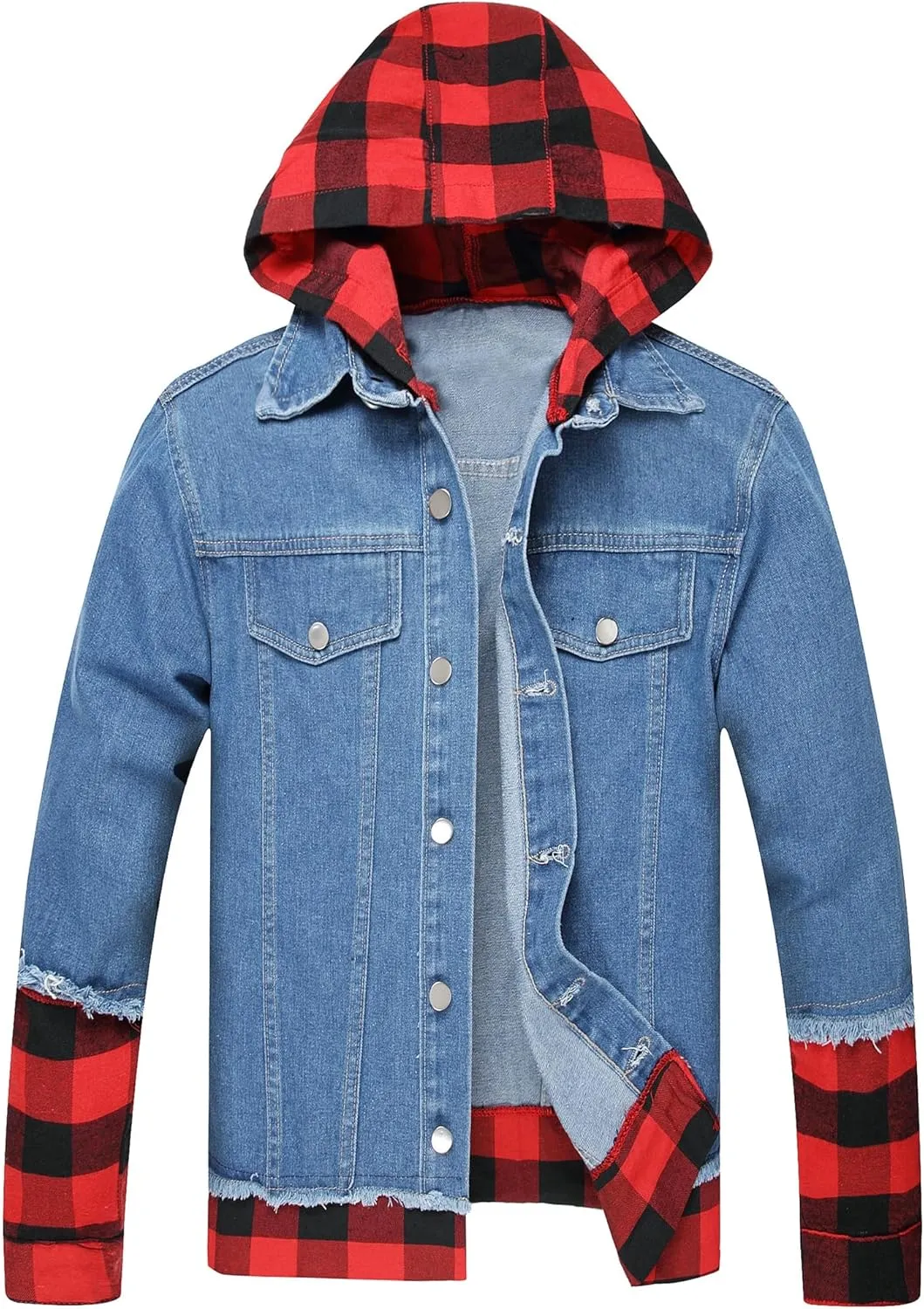 LZLER Men's Denim Jackets Distressed Destroyed Classic Vintage Slim Fit Ripped 2024 Fashion Trendy Trucker Jean Jackets