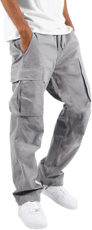 Mens Tactical Pants Cargo Sweatpants Heavyweight Baggy Pants with Pockets Joggers Pant Athletic Trousers