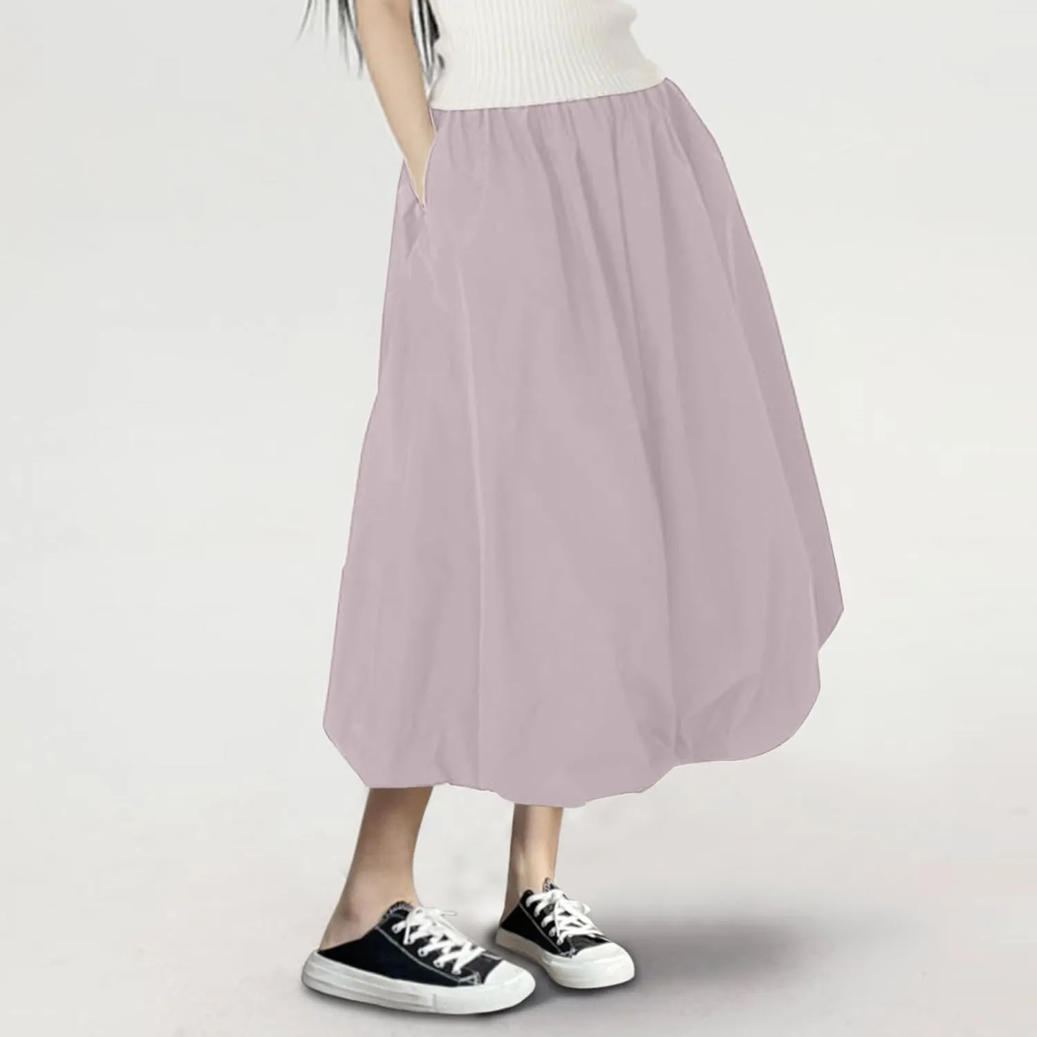 Midi Skirts for Women Women Mid Length Skirt High Waisted Bud Skirt with Pocket Holiday Party Costume Half Skirts