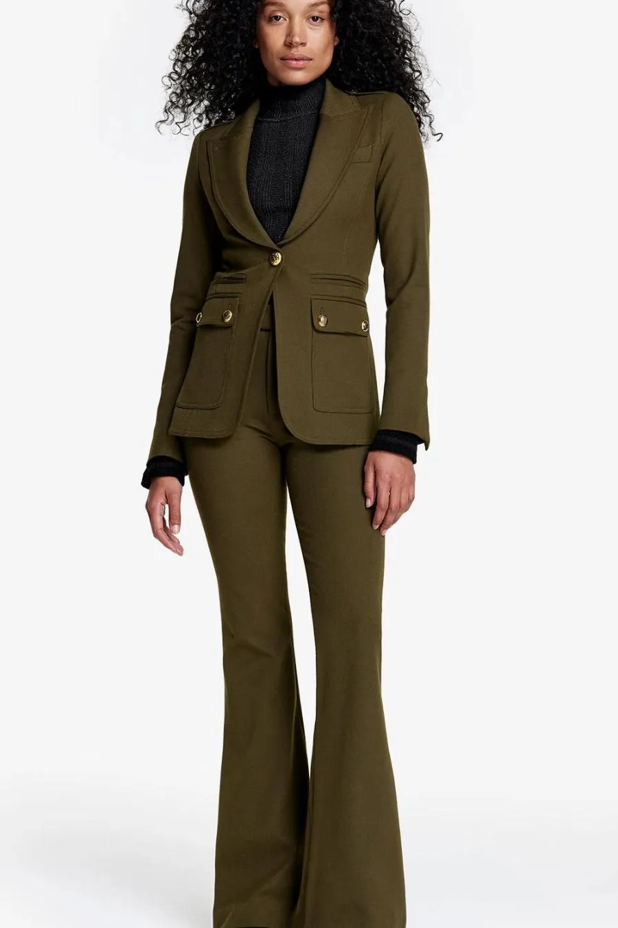 Military Peaked Lapel Blazer Army