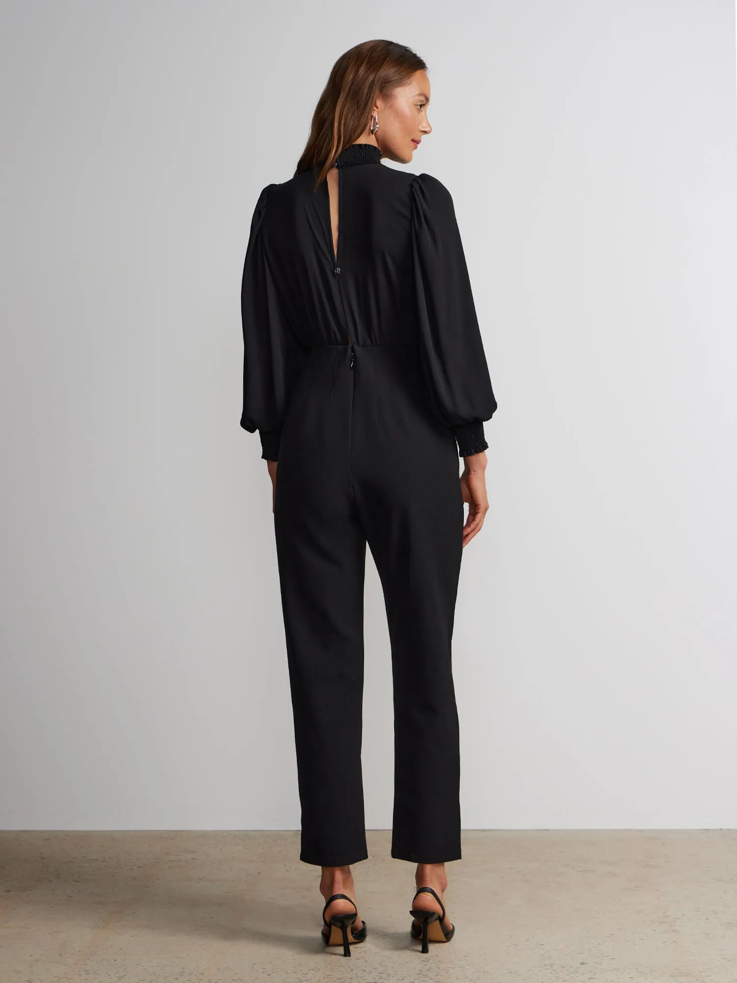 Mock-Neck Slim-Leg Jumpsuit