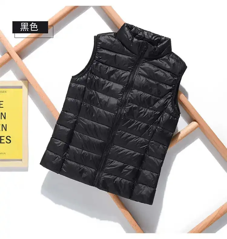 New Lightweight Solid Color Women's Down Vest 90% Duck Down