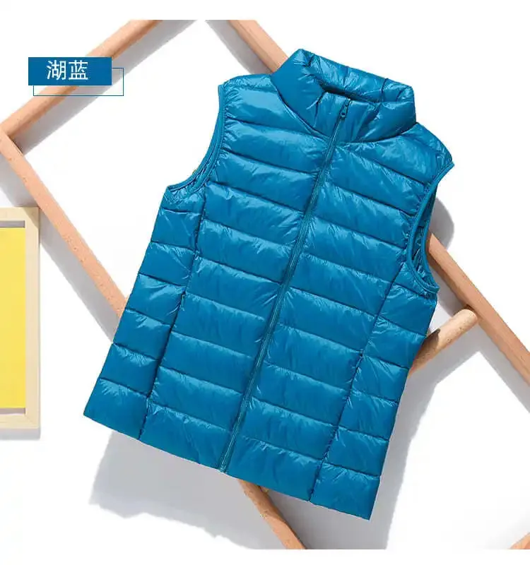 New Lightweight Solid Color Women's Down Vest 90% Duck Down