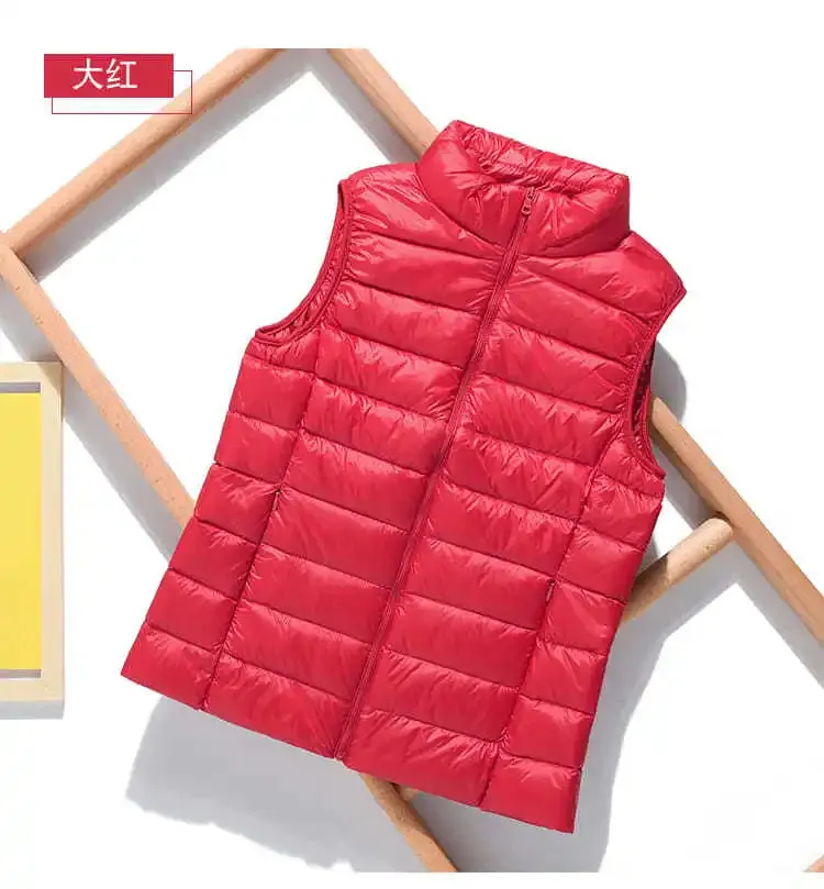 New Lightweight Solid Color Women's Down Vest 90% Duck Down