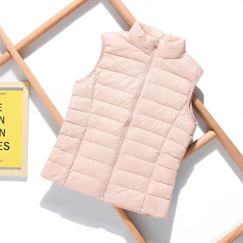 New Lightweight Solid Color Women's Down Vest 90% Duck Down