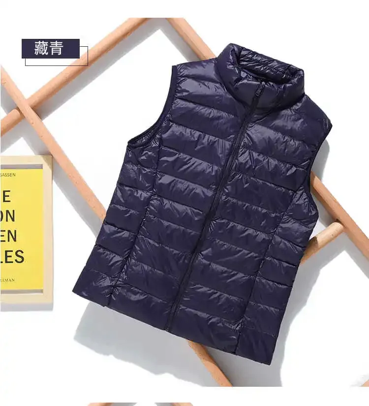 New Lightweight Solid Color Women's Down Vest 90% Duck Down