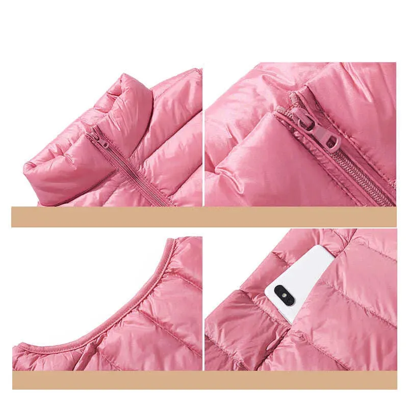 New Lightweight Solid Color Women's Down Vest 90% Duck Down