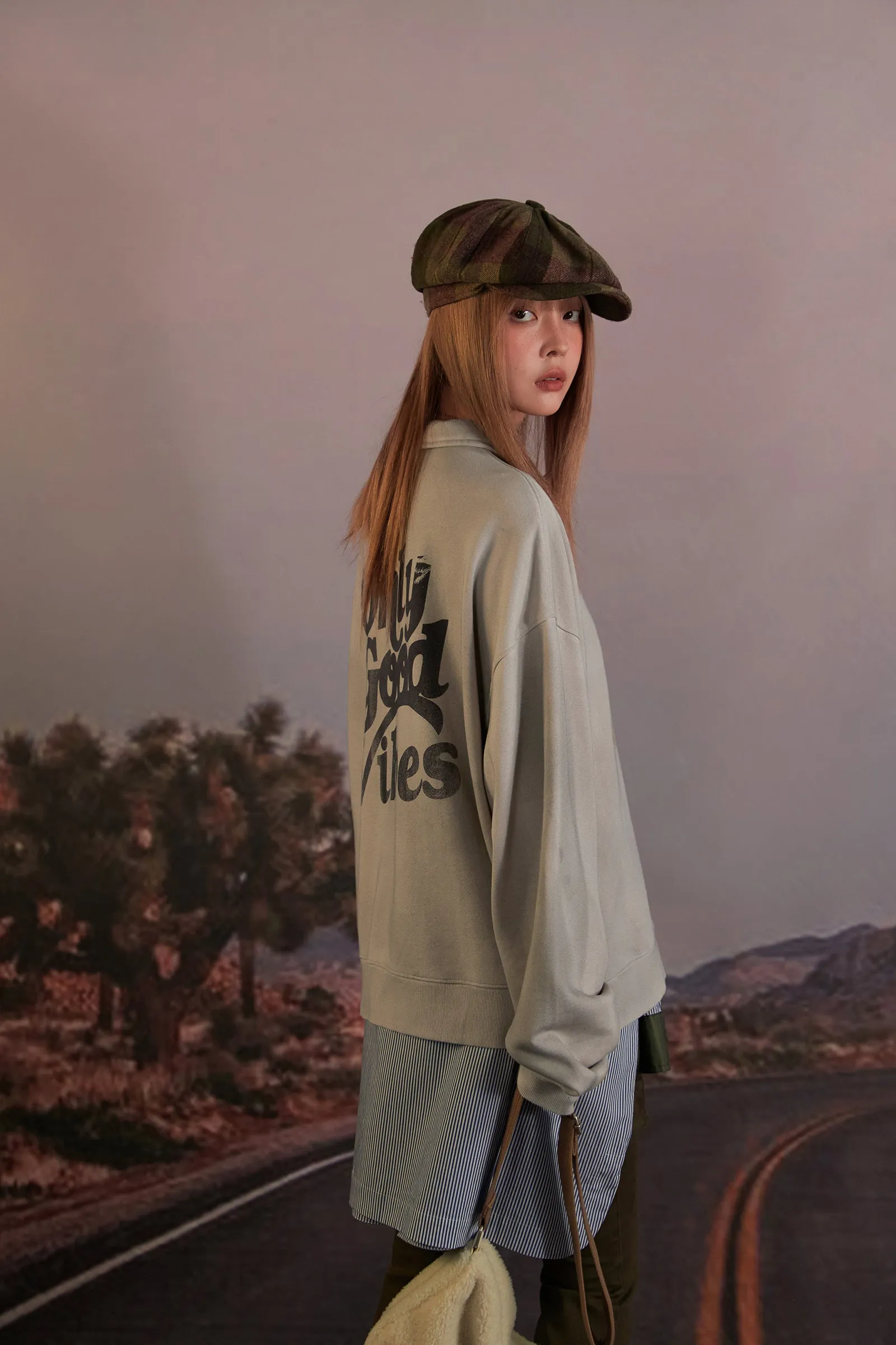 Only Good Vibes Collar Sweatshirt