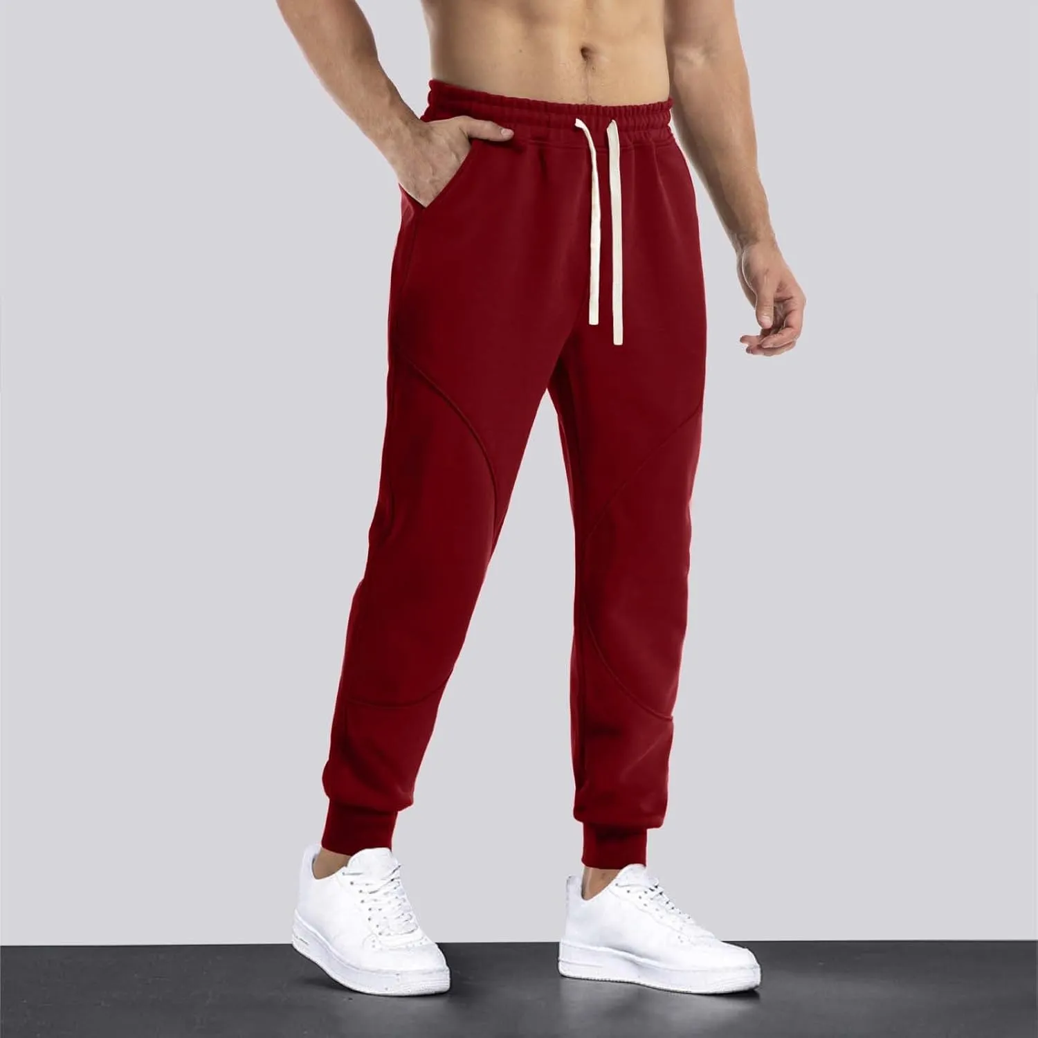 QWENTMTNTY Mens Slim Fit Joggers Sweatpants Athletic Workout Gym Pants Patchwork Big and Tall Comfy Cotton Sweat Pants
