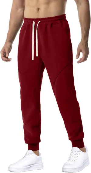QWENTMTNTY Mens Slim Fit Joggers Sweatpants Athletic Workout Gym Pants Patchwork Big and Tall Comfy Cotton Sweat Pants
