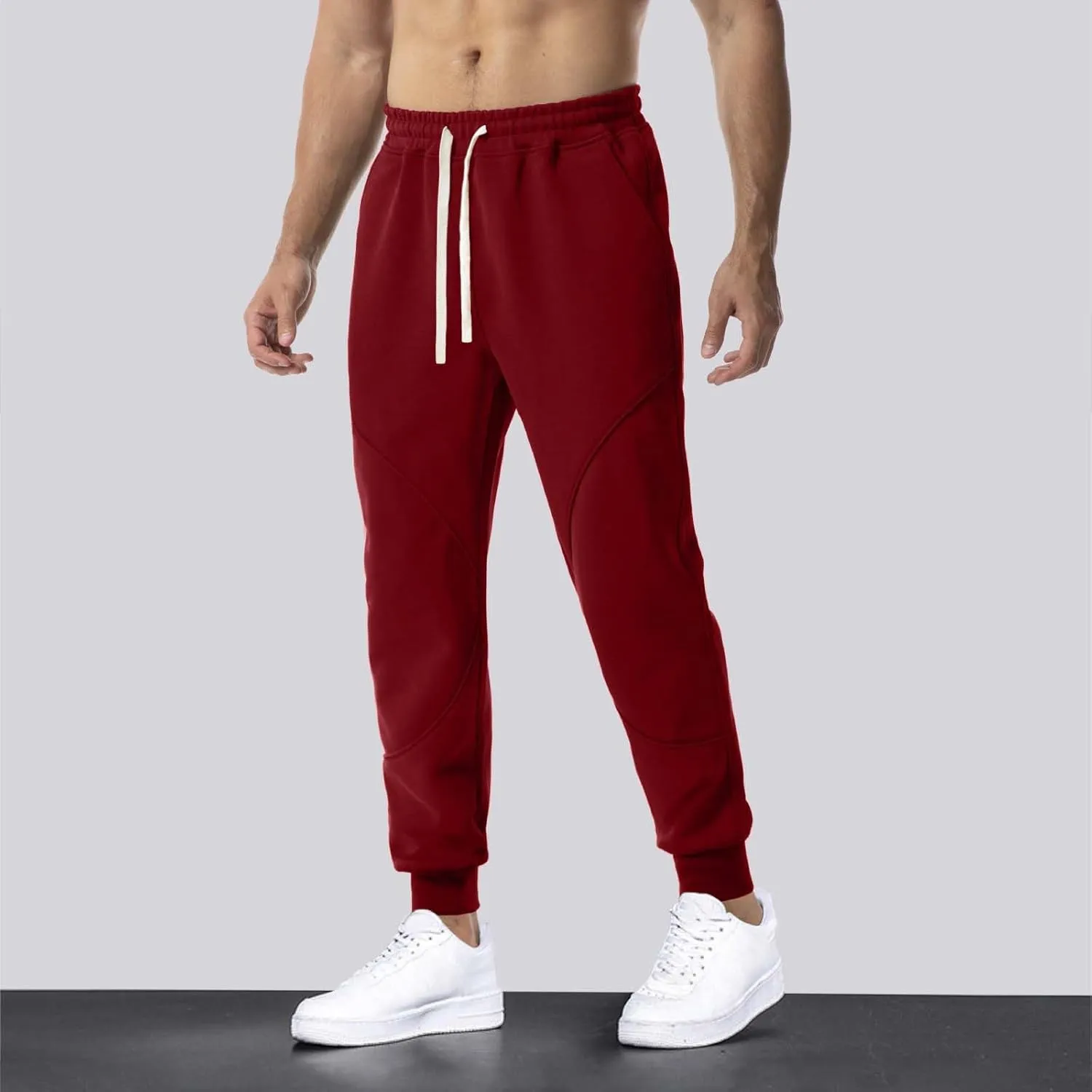 QWENTMTNTY Mens Slim Fit Joggers Sweatpants Athletic Workout Gym Pants Patchwork Big and Tall Comfy Cotton Sweat Pants