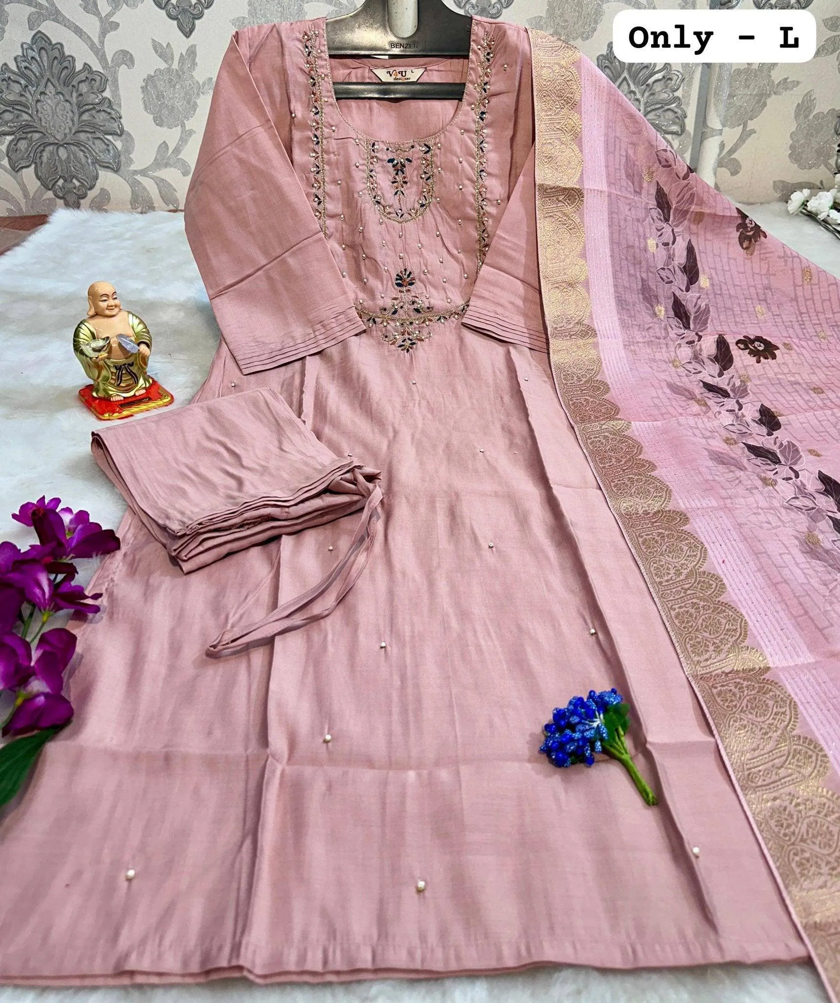 Season Hand Work Kurti with Dupatta and Pants Set