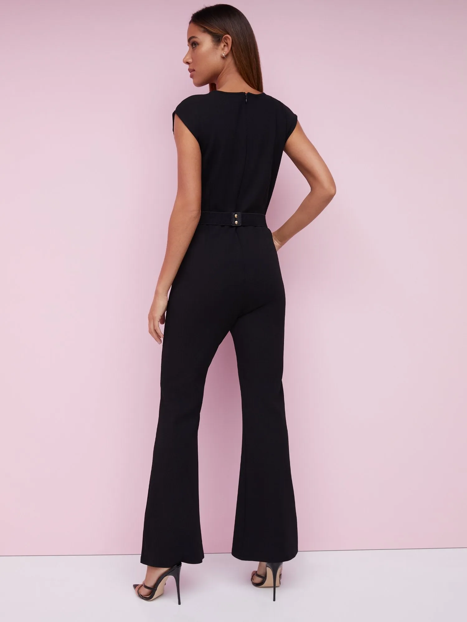 Sleeveless Front-Slit Flare Jumpsuit - Magic Crepe®
