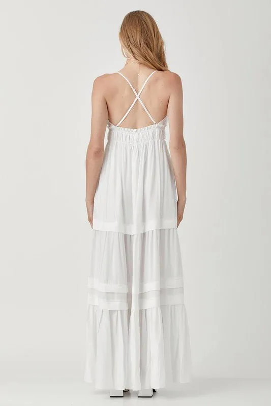 Sleeveless V Neck Maxi Dress