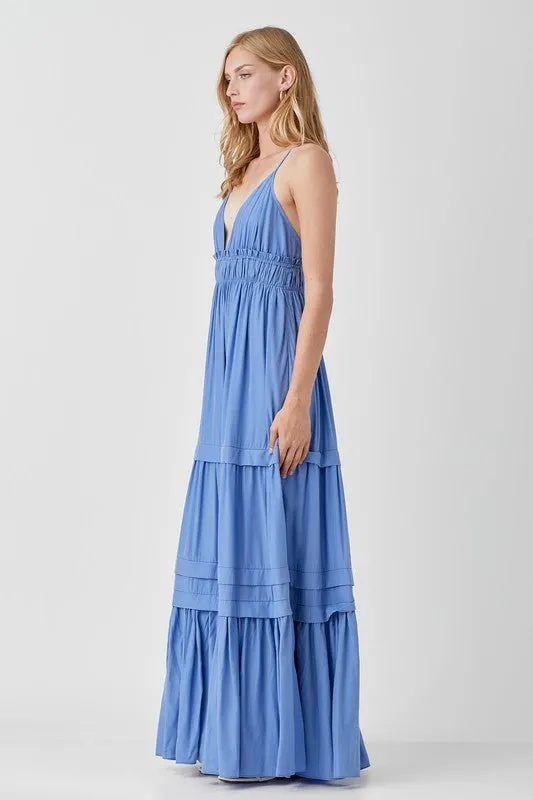 Sleeveless V Neck Maxi Dress