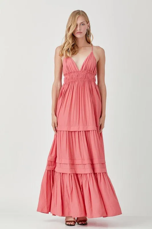 Sleeveless V Neck Maxi Dress