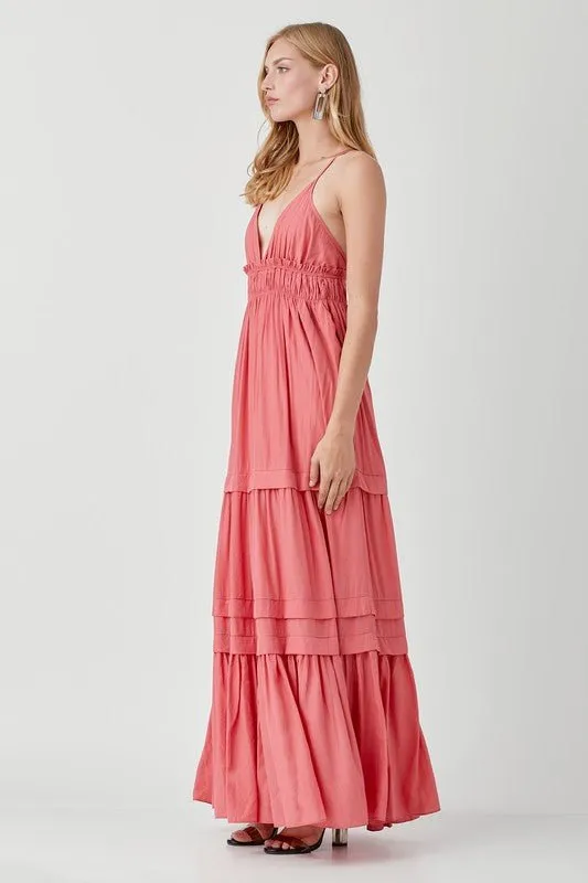 Sleeveless V Neck Maxi Dress