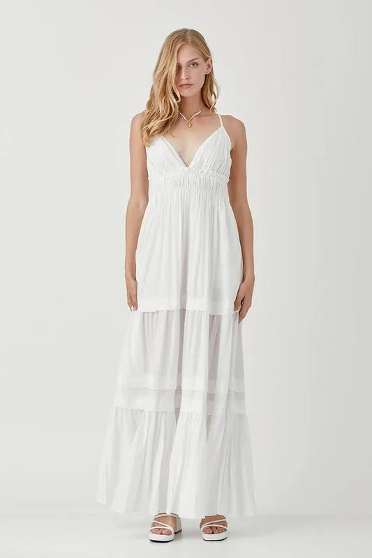 Sleeveless V Neck Maxi Dress