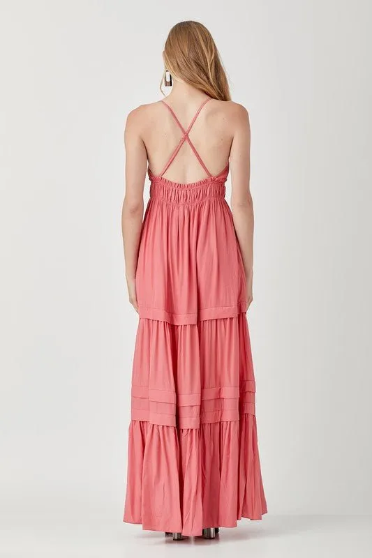 Sleeveless V Neck Maxi Dress
