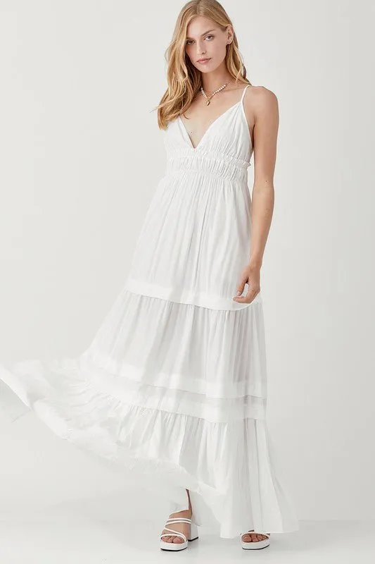 Sleeveless V Neck Maxi Dress