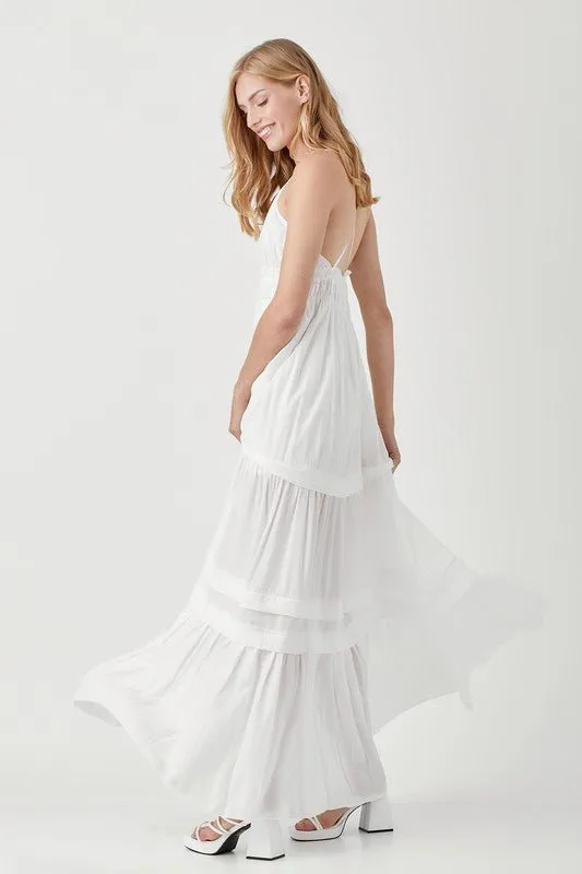 Sleeveless V Neck Maxi Dress