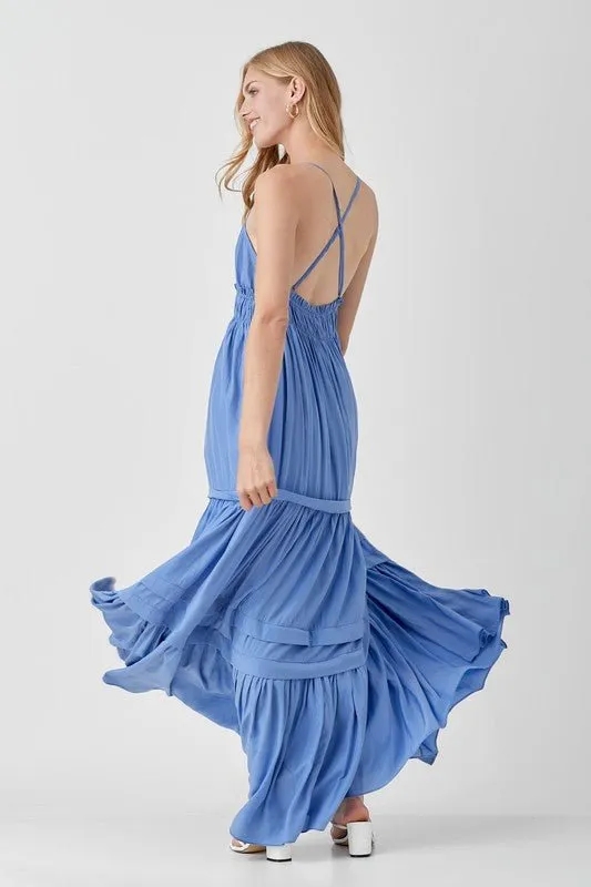 Sleeveless V Neck Maxi Dress