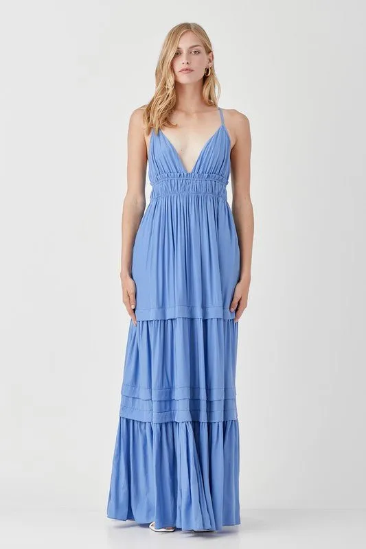 Sleeveless V Neck Maxi Dress