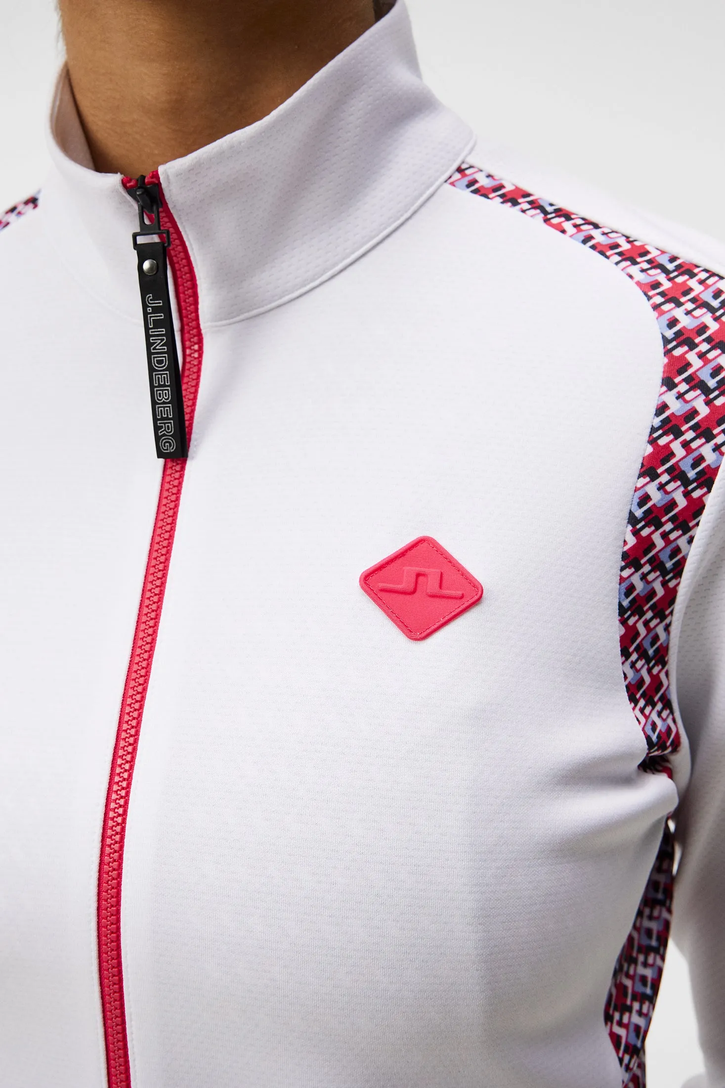Solar Print Full Zip Mid Layer / JL Micro Bridge Rose Red