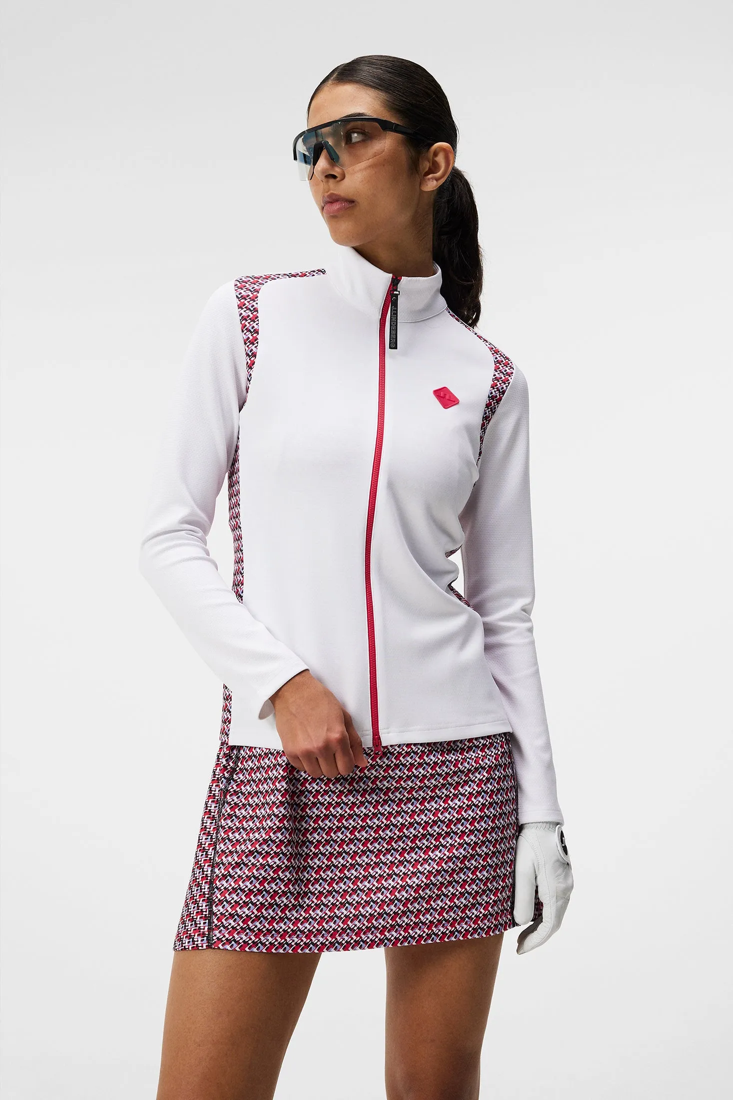 Solar Print Full Zip Mid Layer / JL Micro Bridge Rose Red