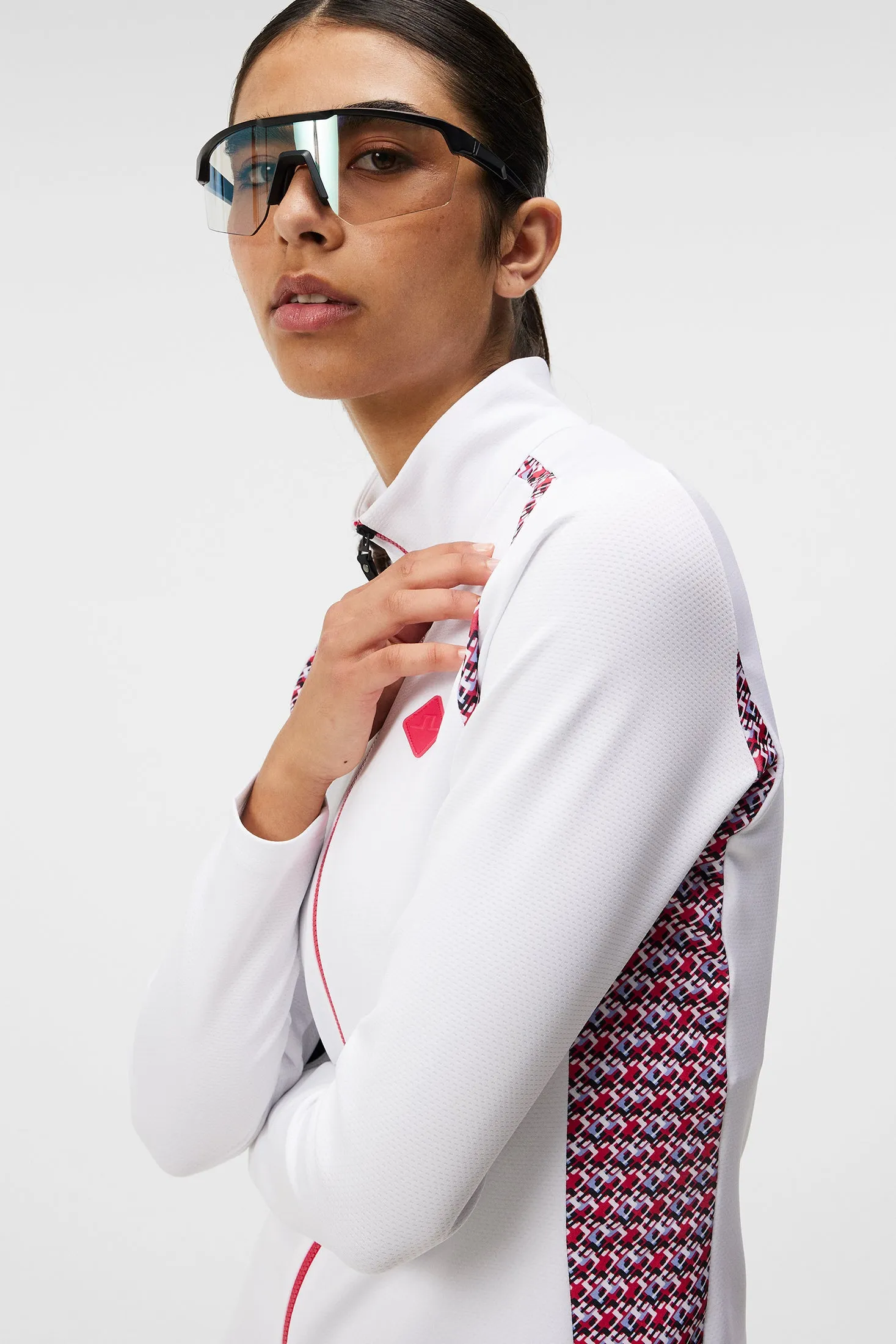 Solar Print Full Zip Mid Layer / JL Micro Bridge Rose Red
